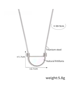 Semicircle Lace White Sea Shell Necklace Wholesale Stainless Steel Necklace-Necklace-Steel Color