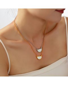Semicircle Lace White Sea Shell Necklace Wholesale Stainless Steel Necklace