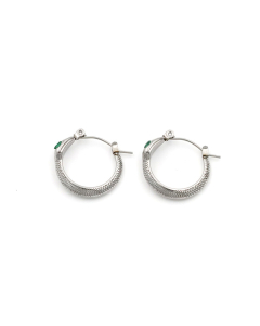 Steel Color Serpentine Green Eye Zircon Inlaid Stainless Steel Ear Buckle Earrings