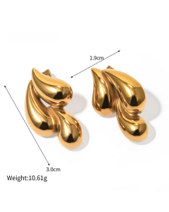 Fashion Minimalism Several Drop 18K Gold Stainless Steel Earrings 