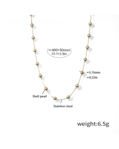 Wholesale Stainless Steel Jewelry Sets Elegant Shell Pearl Beaded Necklace Bracelet YK29100-Necklace-02