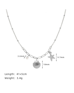Steel Color Exquisite Shell Claw Diamond Starfish Short Stainless Steel Chain Clavicle Necklace