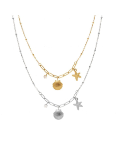 Wholesale Stainless Steel Necklace Shell Claw Diamond Starfish Short Chain Clavicle Necklace