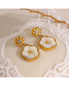 Wholesale Stainless Steel Earrings Flower Petal Shell Inlaid Earrings