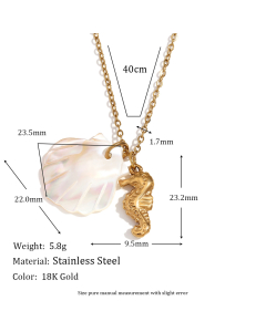 Wholesale Stainless Steel Shell Necklace Starfish Crab Turtle Pendant Necklace-13