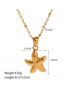 Casual Daily Style Shell Starfish Pendant Stainless Steel Necklace