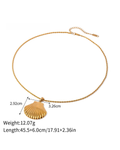 Casual Daily Style Shell Starfish Pendant Stainless Steel Necklace