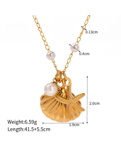 Casual Daily Style Shell Starfish Pendant Stainless Steel Necklace