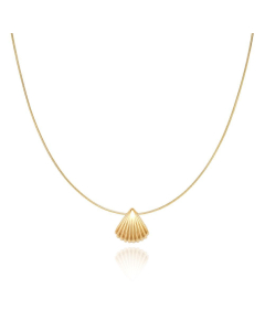 Simple Style Scalloped Shell Stainless Steel Snake Bone Necklace Clavicle Chain