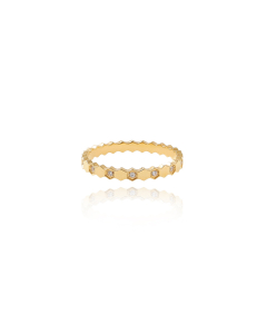 Wholesale Stainless Steel Ring Hexagonal Honeycomb Mini Ring -01-Gold Color-6