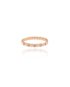 Wholesale Stainless Steel Ring Hexagonal Honeycomb Mini Ring -01-Rose Gold Color-6