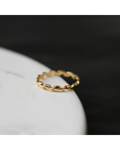 Wholesale Non-fading Ring Simple Style Wicker Wheat Ring Women's Plated Gold Stainless Steel Ring