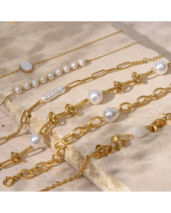 Wholesale Stainless Steel Pearl Bracelet Simulated-pearl Bracelet