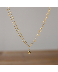 Wholesale Splicing Chain Gold Ball Stainless Steel Collarbone Chain Necklace