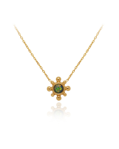 Fine Jewelry Vintage Light Luxury Small Sunflower Imitation Opal Stone Earrings Necklace
