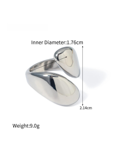 Fashion Smooth Asymmetric Opening 18K Gold Stainless Steel Ring