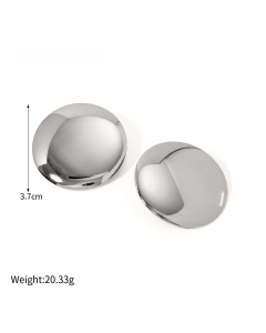 Simple Style Smooth Disc Earrings 18K Gold Stainless Steel Earrings 