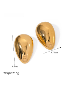 Gold Color Non-fading Smooth Geometric 18K Gold Stainless Steel Earrings