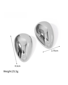 Steel Color Non-fading Smooth Geometric 18K Gold Stainless Steel Earrings