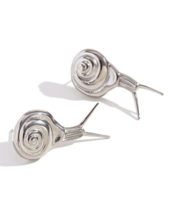 Wholesale Stainless Steel Earrings Snail Flower Stud Earrings-Steel Color-03