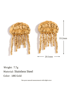 Wholesale Stainless Steel Earrings Snail Flower Stud Earrings-Gold Color-02
