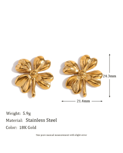 Wholesale Stainless Steel Earrings Snail Flower Stud Earrings-Gold Color-06