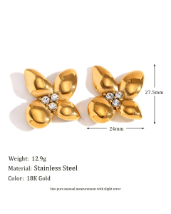 Wholesale Stainless Steel Earrings Snail Flower Stud Earrings-Gold Color-01