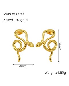 Fashion Casual 18K Gold Plated Snake-shaped Stainless Steel Earrings
