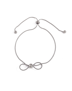 Steel Color Snake Bone Chain Pull-Out Bow Stainless Steel Bracelet 
