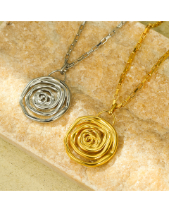 Wholesale Stainless Steel Necklace Spiral Circle Pendant Necklace