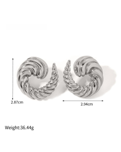 Steel Color 18K Gold Stainless Steel Spiral Ox Horn Earring Wholesale