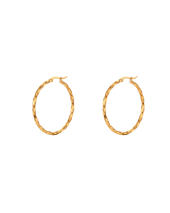 30mm Simple Light Luxury Plated 18K Exaggerated Square Thread Twist Stainless Steel Earrings 