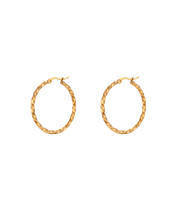 40mm Light Luxury Plated 18K Exaggerated Square Thread Twist Stainless Steel Earrings 