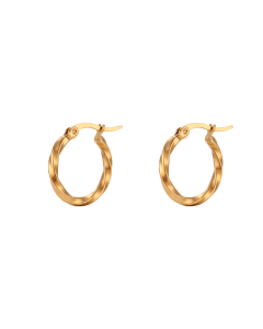 20mm Fashion Plated 18K Exaggerated Square Thread Twist Stainless Steel Earrings 