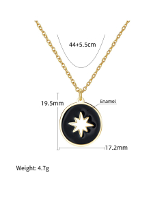 Simple Star Roun Vacuum Electroplated 18K Enamel Stainless Steel Dripping Oil Necklace