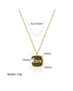Vacuum Electroplated 18K Love Enamel Stainless Steel Dripping Oil Necklace
