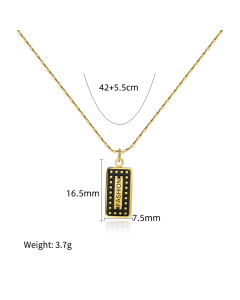 Fashion Square Vacuum Electroplated 18K Enamel Stainless Steel Dripping Oil Necklace