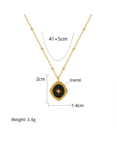 Geometric Vacuum Electroplated 18K Enamel Stainless Steel Dripping Oil Necklace