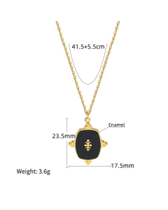 Vintage Vacuum Electroplated 18K Enamel Stainless Steel Dripping Oil Necklace