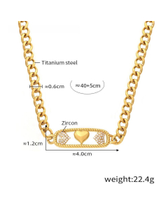 Wholesale Stainless Stee Fine Jewelry Star Moon Lighting Love Zircon Inlaid Necklace Bracelet-Necklace-02