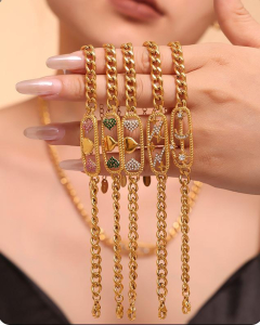 Wholesale Stainless Stee Fine Jewelry Star Moon Lighting Love Zircon Inlaid Necklace Bracelet