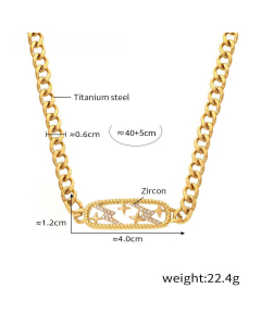 Wholesale Stainless Stee Fine Jewelry Star Moon Lighting Love Zircon Inlaid Necklace Bracelet-Necklace-04