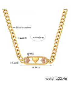 Wholesale Stainless Stee Fine Jewelry Star Moon Lighting Love Zircon Inlaid Necklace Bracelet-Necklace-03