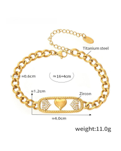 Wholesale Stainless Stee Fine Jewelry Star Moon Lighting Love Zircon Inlaid Necklace Bracelet-Bracelet-02
