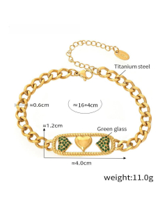 Wholesale Stainless Stee Fine Jewelry Star Moon Lighting Love Zircon Inlaid Necklace Bracelet-Bracelet-01