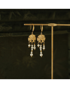 Wholesale Stainless Steel Earrings Dreamcatcher Starfish Plated Gold Pearl Earrings