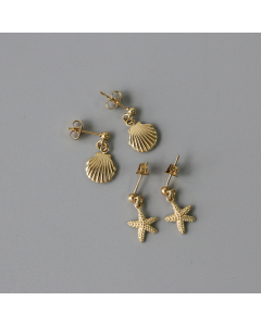Wholesale Stainless Steel Earrings Vacation Style Small And Exquisite Starfish Shell Plated 14K Gold Stud Earring