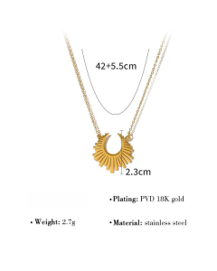 Wholesale Stainless Steel Necklace Sun Flower Necklace-Gold Color-06