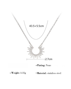 Wholesale Stainless Steel Necklace Sun Flower Necklace-Steel Color-01