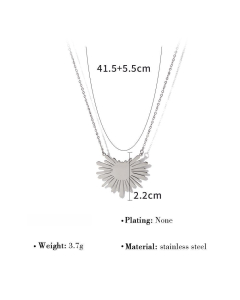 Wholesale Stainless Steel Necklace Sun Flower Necklace-Steel Color-02